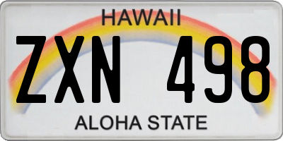 HI license plate ZXN498