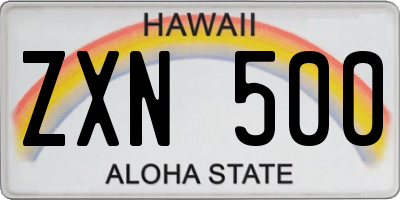 HI license plate ZXN500