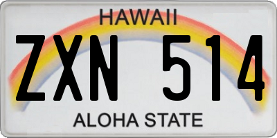 HI license plate ZXN514