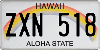 HI license plate ZXN518