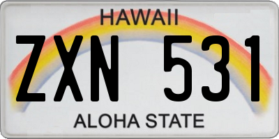 HI license plate ZXN531