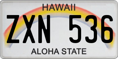 HI license plate ZXN536