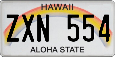 HI license plate ZXN554