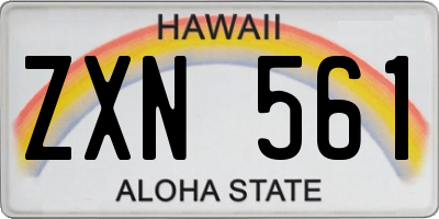 HI license plate ZXN561