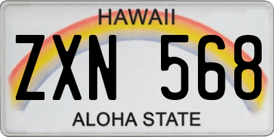 HI license plate ZXN568