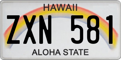 HI license plate ZXN581
