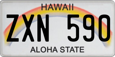 HI license plate ZXN590