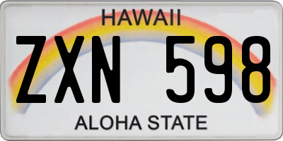 HI license plate ZXN598