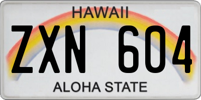 HI license plate ZXN604