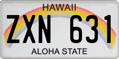 HI license plate ZXN631