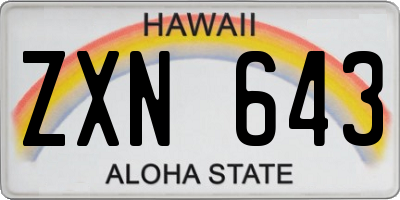 HI license plate ZXN643