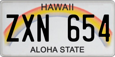HI license plate ZXN654
