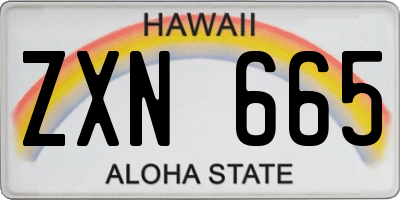 HI license plate ZXN665