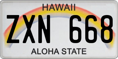 HI license plate ZXN668