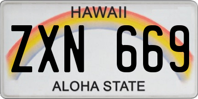 HI license plate ZXN669