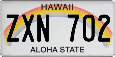 HI license plate ZXN702