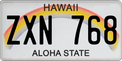HI license plate ZXN768