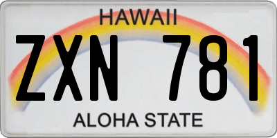 HI license plate ZXN781