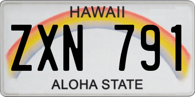 HI license plate ZXN791