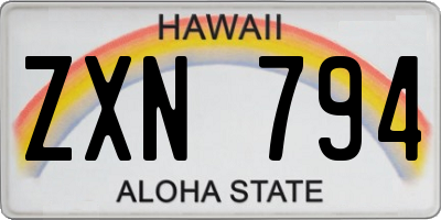 HI license plate ZXN794