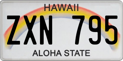 HI license plate ZXN795