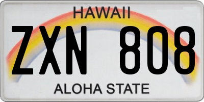 HI license plate ZXN808