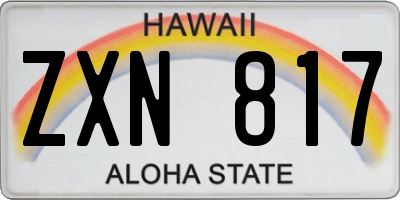 HI license plate ZXN817