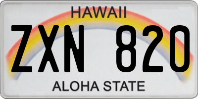 HI license plate ZXN820