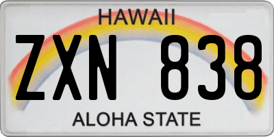 HI license plate ZXN838