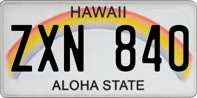 HI license plate ZXN840
