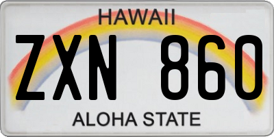 HI license plate ZXN860