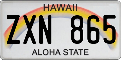 HI license plate ZXN865
