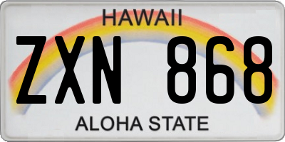 HI license plate ZXN868
