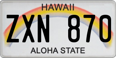 HI license plate ZXN870