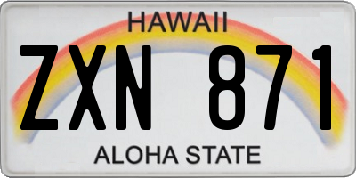 HI license plate ZXN871
