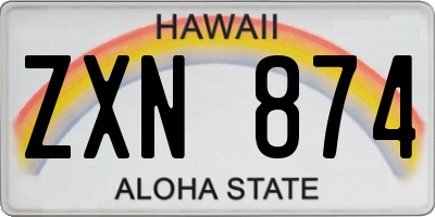 HI license plate ZXN874