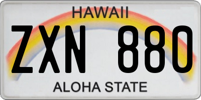 HI license plate ZXN880