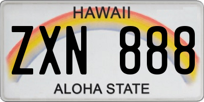 HI license plate ZXN888