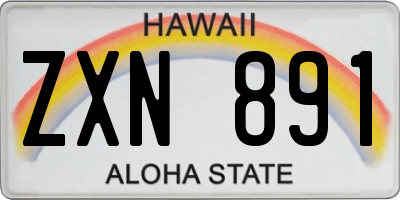 HI license plate ZXN891