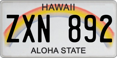 HI license plate ZXN892