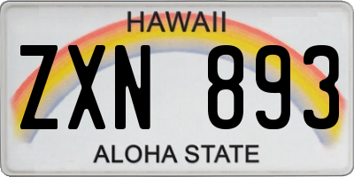 HI license plate ZXN893