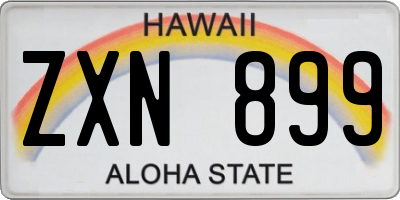 HI license plate ZXN899