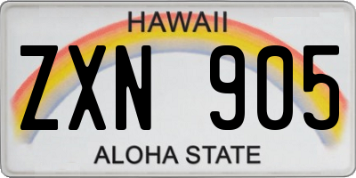 HI license plate ZXN905