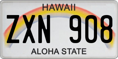 HI license plate ZXN908