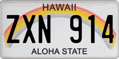 HI license plate ZXN914