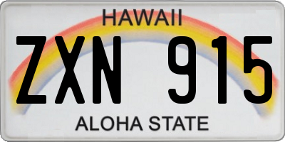 HI license plate ZXN915