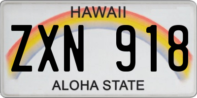 HI license plate ZXN918