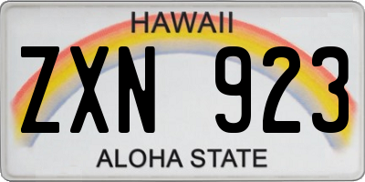HI license plate ZXN923