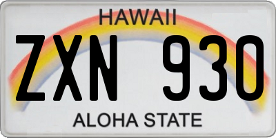 HI license plate ZXN930