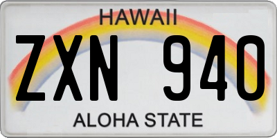 HI license plate ZXN940